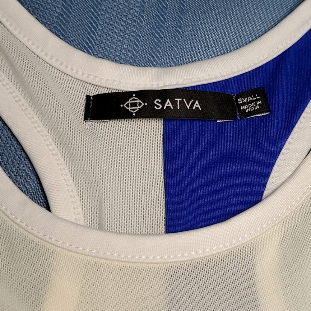 NWT Satva Sari Cami, Royal Blue & White Mesh with Build in Bra - Size Small - Picture 13 of 13